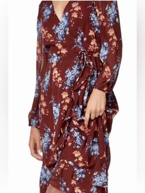 PAIGE Deep Floral Silk Wrap Dress Feminine Ditsy Ethereal Print